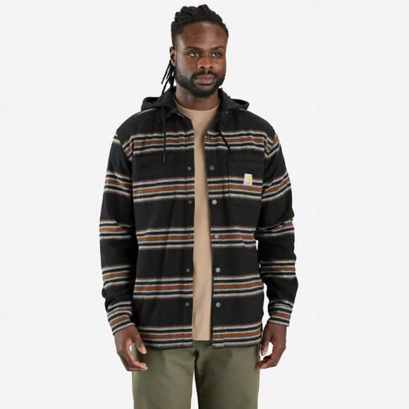 NEW CARHARTT Relaxed Flannel Shacket Brown/black for men 725 5m3 - Picture 1 of 4